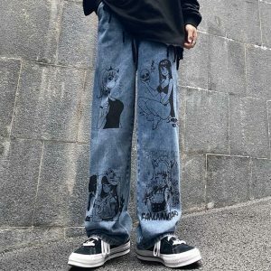 anime girl baggy jeans youthful & edgy streetwear staple 3129