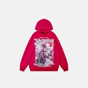 anime punk gothic hoodie dynamic print & urban style 5093
