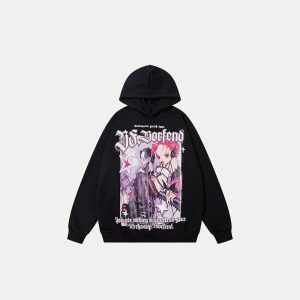 anime punk gothic hoodie dynamic print & urban style 7050