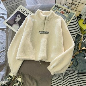 california inspired fuzzy sweatshirt youthful & cozy 6032