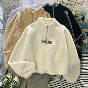 california inspired fuzzy sweatshirt youthful & cozy 7581