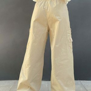 chic baggy cargo pants drawstring design urban appeal 1065