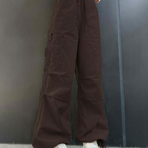 chic baggy cargo pants drawstring design urban appeal 1789