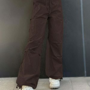 chic baggy cargo pants drawstring design urban appeal 8228