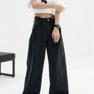 chic black baggy high waist denim urban & sleek style 3933