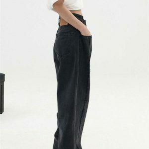 chic black baggy high waist denim urban & sleek style 5932