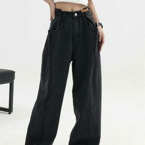 chic black baggy high waist denim urban & sleek style 6100