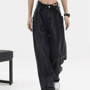 chic black baggy high waist denim urban & sleek style 7466