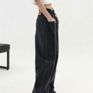 chic black baggy high waist denim urban & sleek style 7552