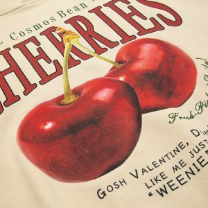 chic cherries print hoodie youthful & vibrant design 4257