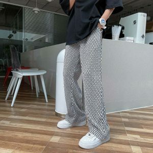 chic drawstring ice silk pants loose & youthful style 6240