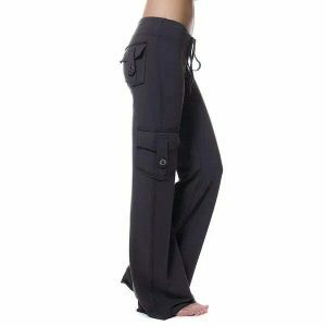 chic elastic wideleg cargo pants youthful & sleek design 1829