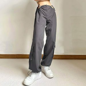 chic gray wideleg cargo pants urban & sleek design 2498