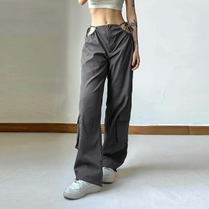 chic gray wideleg cargo pants urban & sleek design 3447