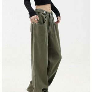 chic highwaist green pants floorlength & youthful style 1795