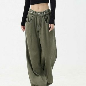 chic highwaist green pants floorlength & youthful style 2247