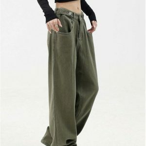 chic highwaist green pants floorlength & youthful style 2870