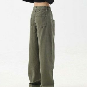 chic highwaist green pants floorlength & youthful style 3432