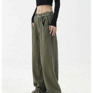 chic highwaist green pants floorlength & youthful style 7063