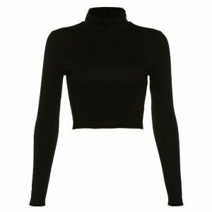 chic hollow out crop top backless & long sleeves style 1021