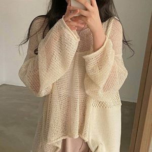 chic hollow out shirt with lazy wide sleeves youthful appeal 4211