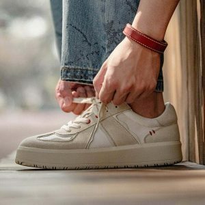 chic lace up beige sneakers low cut & youthful style 2124