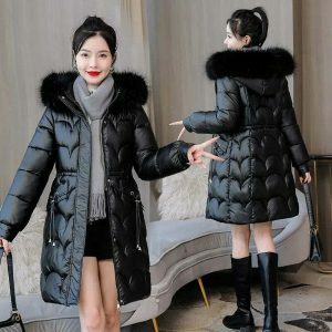 chic long quilted puffer jacket   sleek & warm essential 5909