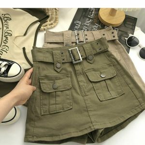 chic mini cargo skirt with belt youthful streetwear appeal 1150