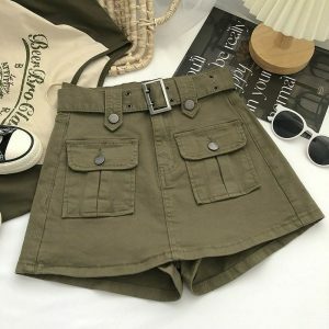 chic mini cargo skirt with belt youthful streetwear appeal 7332