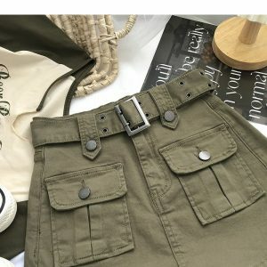 chic mini cargo skirt with belt youthful streetwear appeal 7423