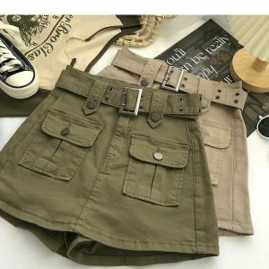 chic mini cargo skirt with belt youthful streetwear appeal 8355