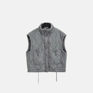 chic padded zip up vest jacket sleek & youthful design 5535