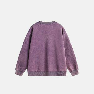 chic patched sweatshirt solid color & youthful design 4960