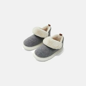 chic plain snow slippers cozy & minimalist comfort 1648