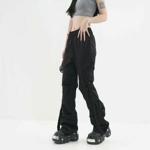 chic pleated wideleg sweatpants youthful streetwear vibe 2211