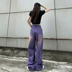chic purple cargo pants loose fit & youthful style 4803