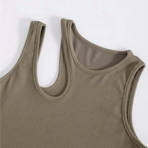 chic rib knit tank top sleek & youthful streetwear essential 6516