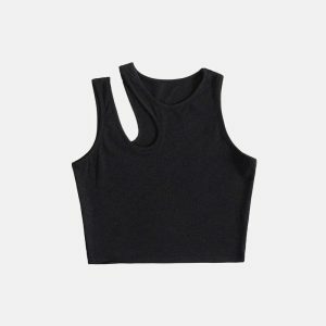 chic rib knit tank top sleek & youthful streetwear essential 6843