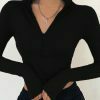 chic solid turtleneck crop top sleek long sleeves design 3297