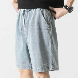 chic washed baggy shorts high waist & youthful appeal 4167