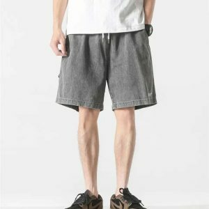 chic washed baggy shorts high waist & youthful appeal 4476