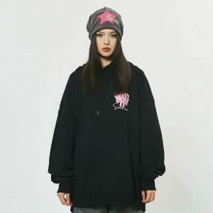 color block heart hoodie   youthful & chic streetwear staple 1227