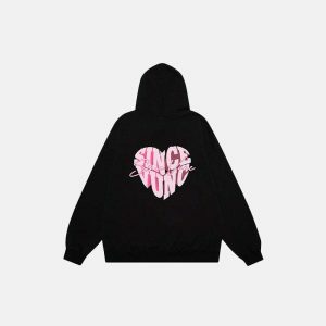 color block heart hoodie   youthful & chic streetwear staple 3639