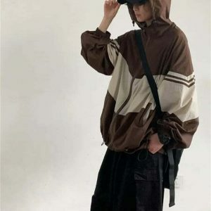 color block hoodie jacket oversized & urban chic 7214