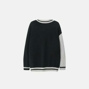 color block knit sweater loose & youthful streetwear chic 4118