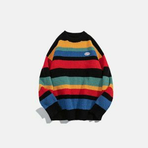 color splicing sweater dynamic & youthful streetwear choice 6772