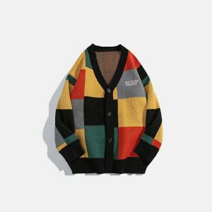 colorblock plaid cardigan chic & dynamic urban streetwear 4609