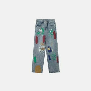 colorful graffiti jeans urban art & edgy streetwear appeal 8617