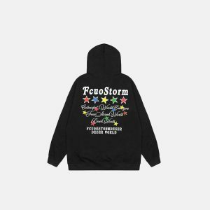 colorful star hoodie   dynamic decor & youthful style 8125