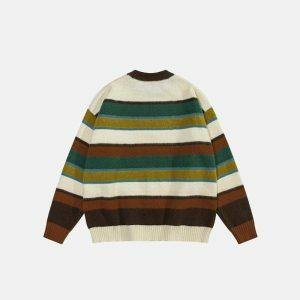 colorful striped sweater oversized & youthful appeal 8307